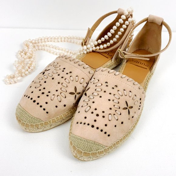 kanna Shoes - New Kanna Tan/Blush Suide Espadrille Sandal 38